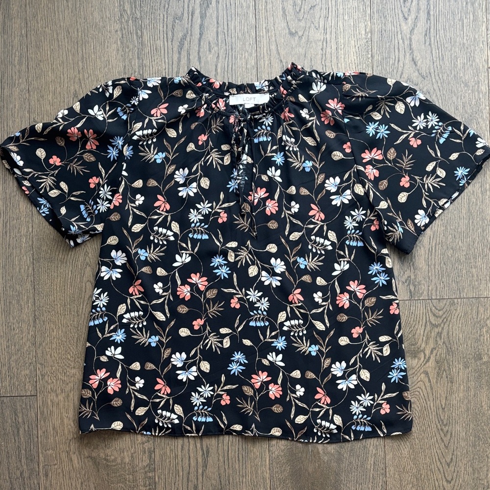 LOFT Mixed Media Floral Top